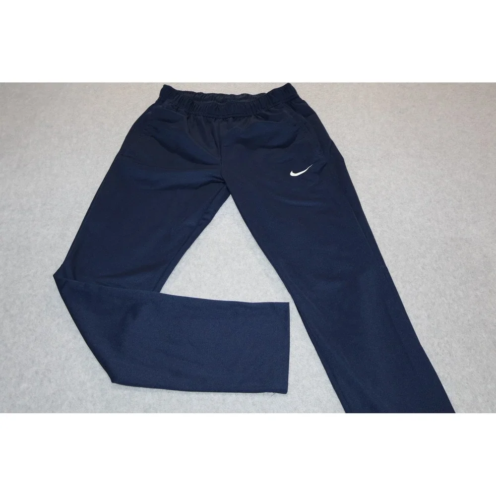 Nike Gym Pants Mens Small Navy Blue Dri-FIT Athletic Swoosh Logo Workout